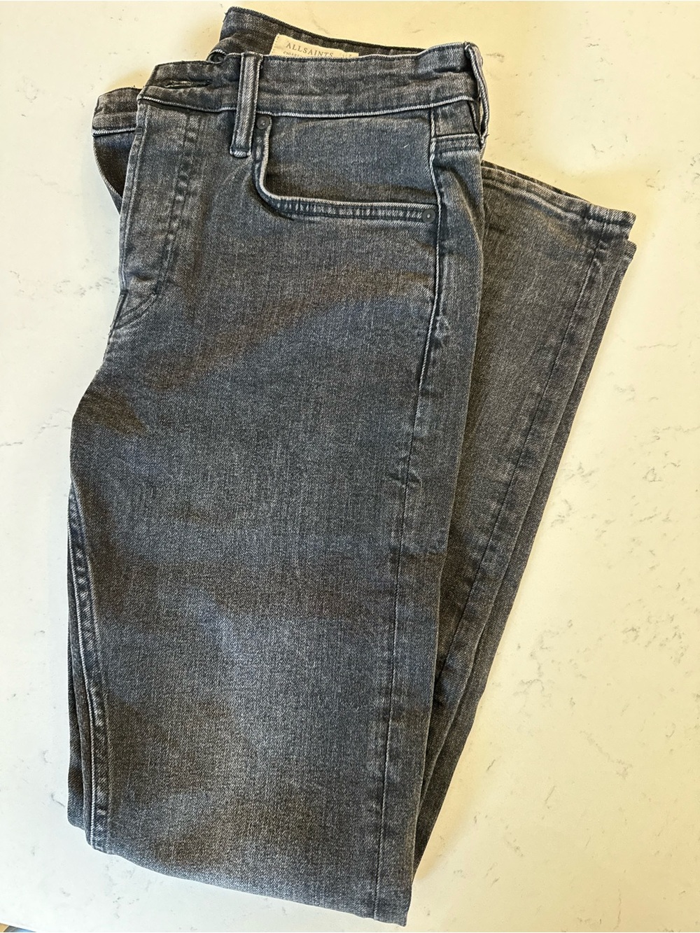 AllSaints Men's Washed Grey/black Cigarette Jeans